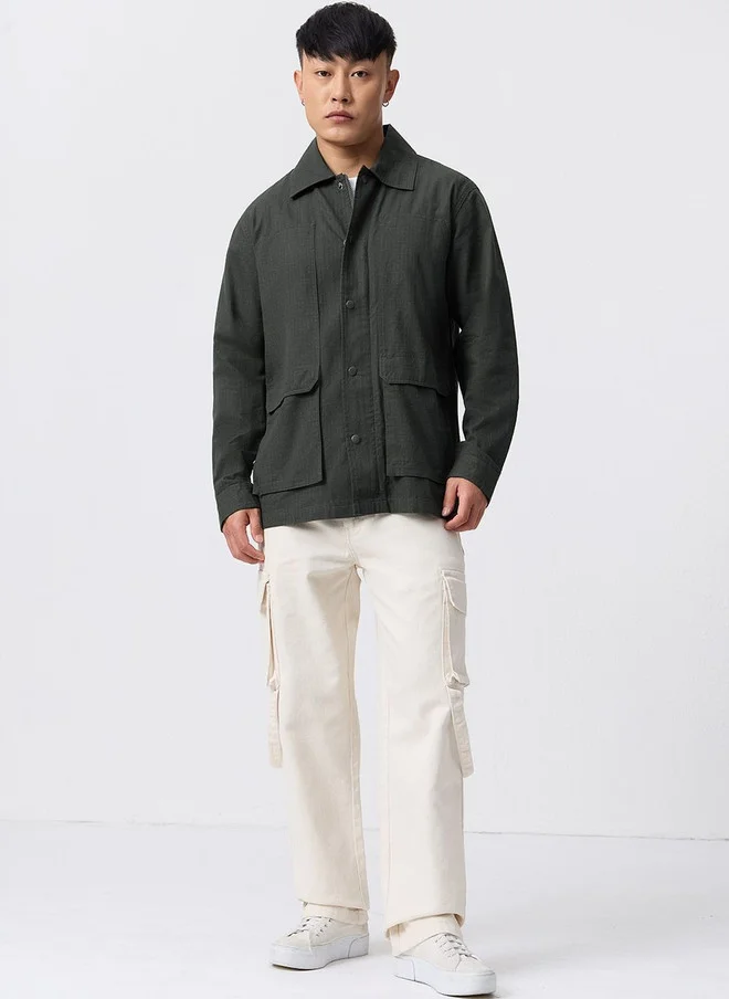The Souled Store  The Souled Store Pure Cotton Spread Collar Oversized Shackets  | Best Price UAE