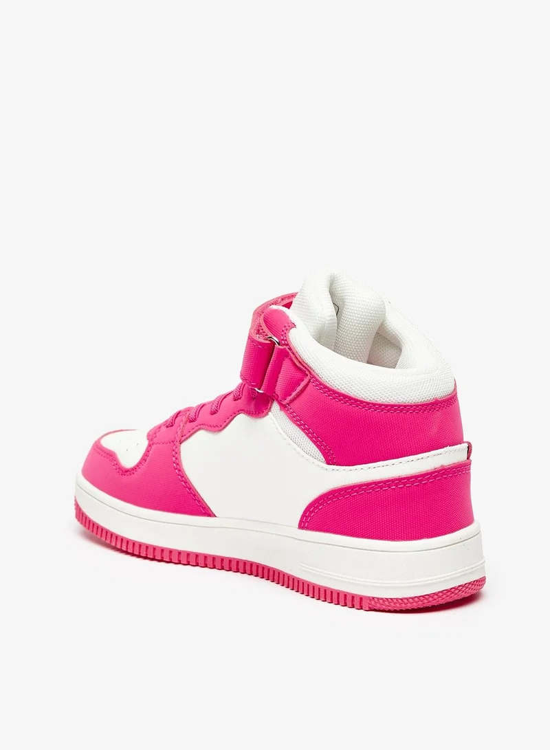 Kappa Boys Panelled High Top Sneakers with Hook and Loop Closure