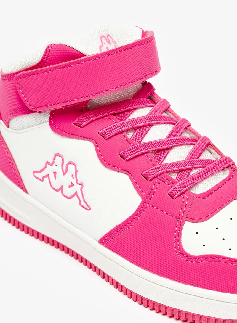 Kappa Boys Panelled High Top Sneakers with Hook and Loop Closure
