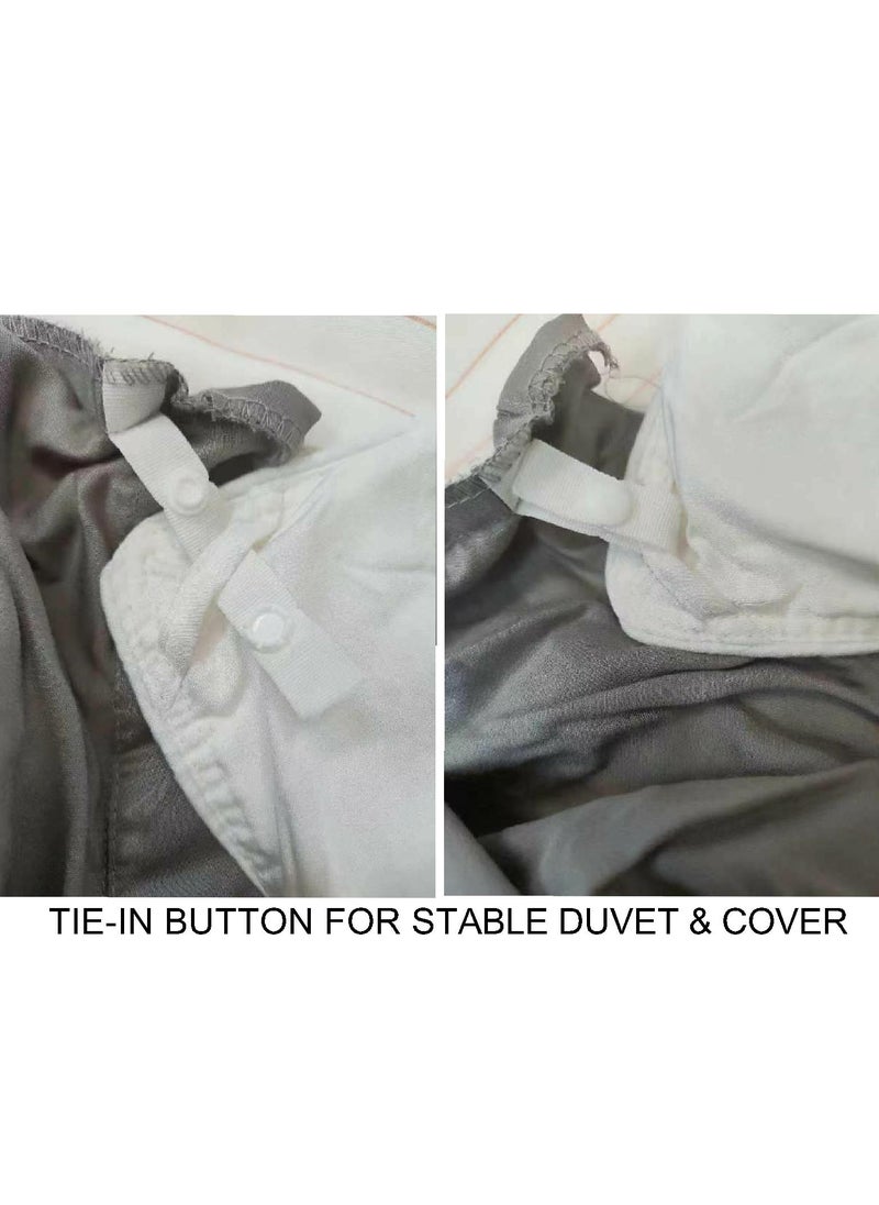7 STARS HZM - Bamboo Duvet Cover Single Size 150x200 cm With Button Closing and Corner Ties 400TC Cool, Anti-Allergic, Soft and Silky – Silver - Image 1