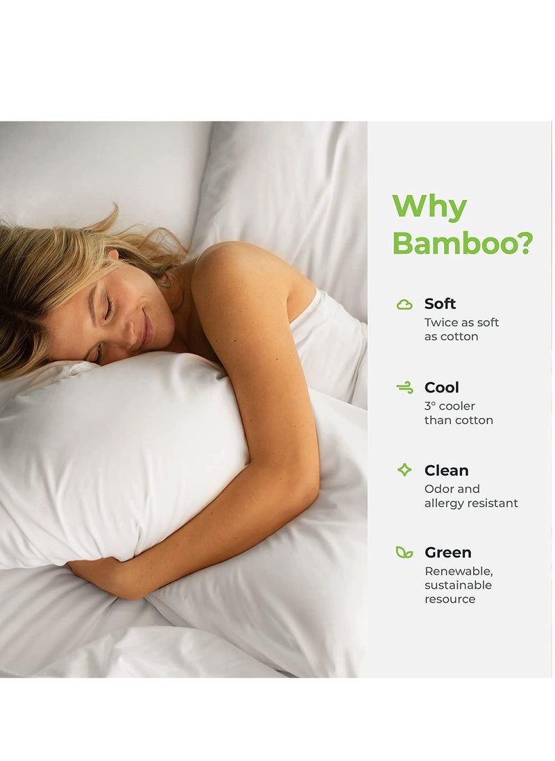 7 STARS HZM - Bamboo Duvet Cover Single Size 150x200 cm With Button Closing and Corner Ties 400TC Cool, Anti-Allergic, Soft and Silky – Silver - Image 1
