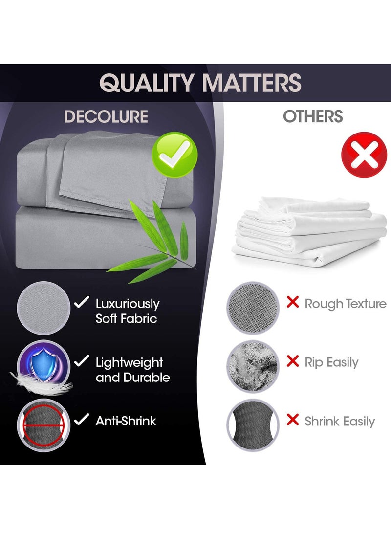 7 STARS HZM - Bamboo Duvet Cover Single Size 150x200 cm With Button Closing and Corner Ties 400TC Cool, Anti-Allergic, Soft and Silky – Silver - Image 1