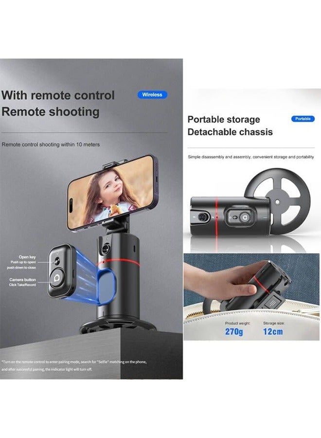 Auto Tracking Phone Holder,360° Rotation Phone Camera Mount Smart Shooting Tracking Holder with Remote Selfie Stick for iPhone Android Stabilizer Shooting Live,No App,Rechargeable - Image 2