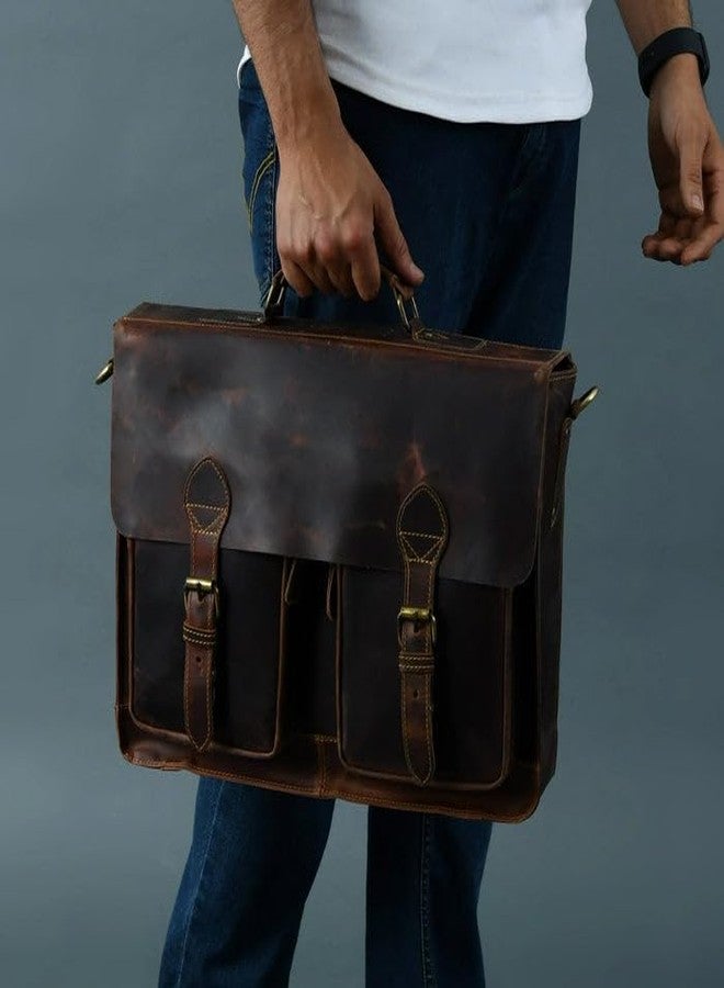 MaheTri Wall Street Genuine Leather Briefcase Bag for Men | Full Grain Buffalo Leather Laptop Messenger Bag 17 Inch | Premium Office Business Shoulder Crossbody Bag with Multiple Compartments - Image 2