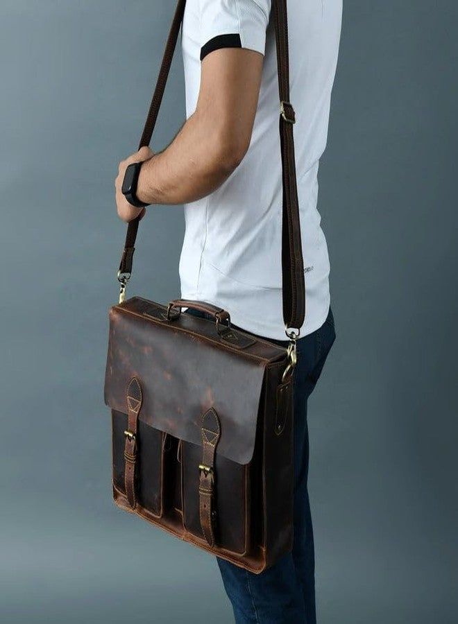 MaheTri Wall Street Genuine Leather Briefcase Bag for Men | Full Grain Buffalo Leather Laptop Messenger Bag 17 Inch | Premium Office Business Shoulder Crossbody Bag with Multiple Compartments - Image 4