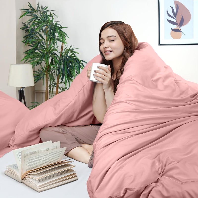 Utopia Bedding Duvet Cover Queen Size Set - 1 Duvet Cover with 2 Pillow Shams - 3 Pieces Comforter Cover with Zipper Closure - Ultra Soft Brushed Microfiber, 90 X 90 Inches (Queen, Pink) - Image 3