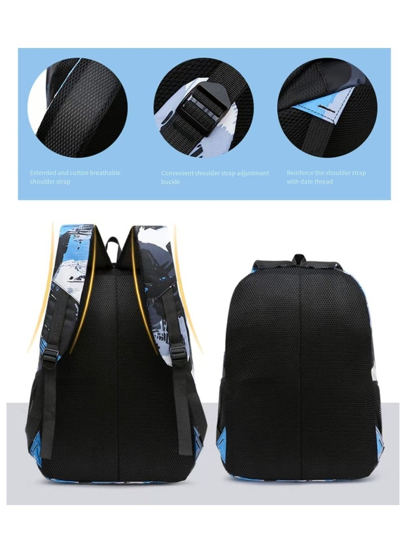 SUNSTAR New 3-piece large capacity backpack set camouflage color matching lunch box pencil case campus backpack/high school/college student - Image 2