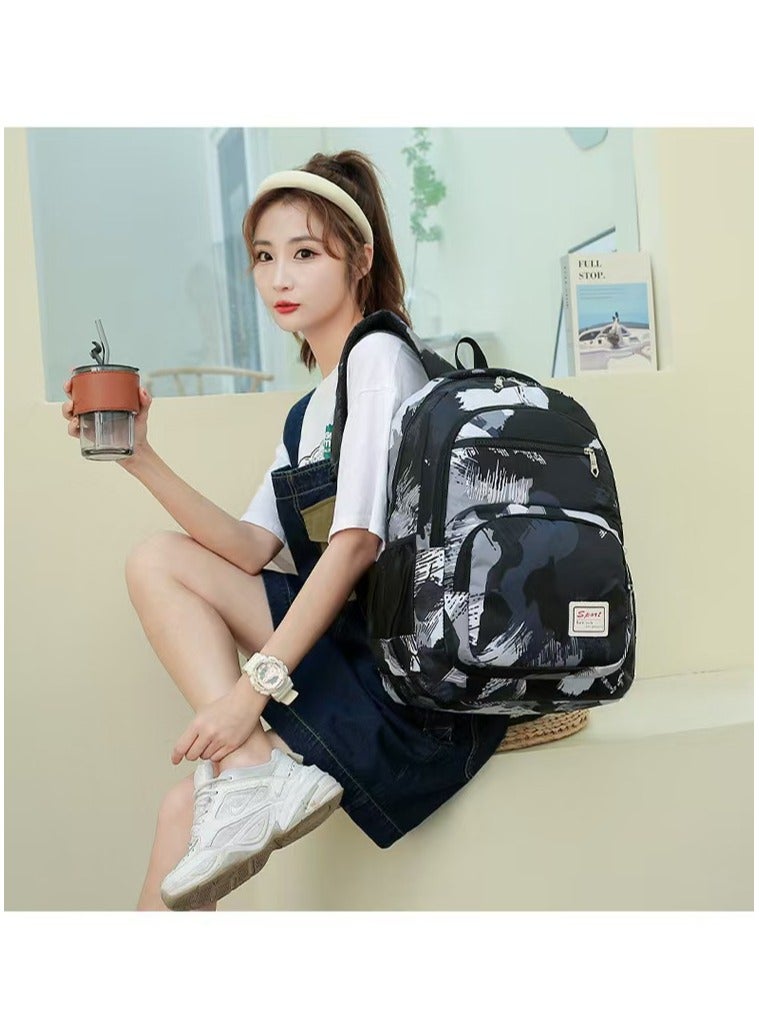 SUNSTAR New 3-piece large capacity backpack set camouflage color matching lunch box pencil case campus backpack/high school/college student - Image 3