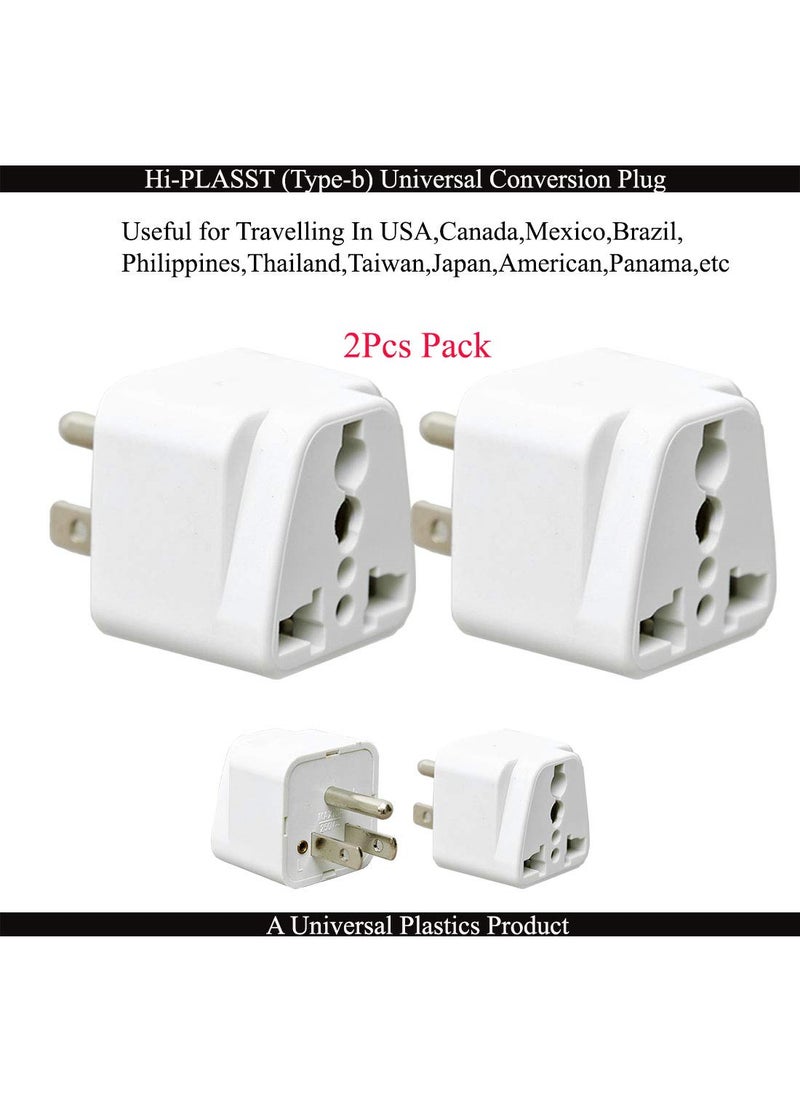 HI PLASST PINS N PLUGS HiPLASST India to USA Converter Plug Pack of 4 TypeA TypeB US Canada Travel Adapter Universal Socket USA Canada Mexico Brazil Philippines Thailand Taiwan Japan PanamaType A B2pcs Each  - Image 3