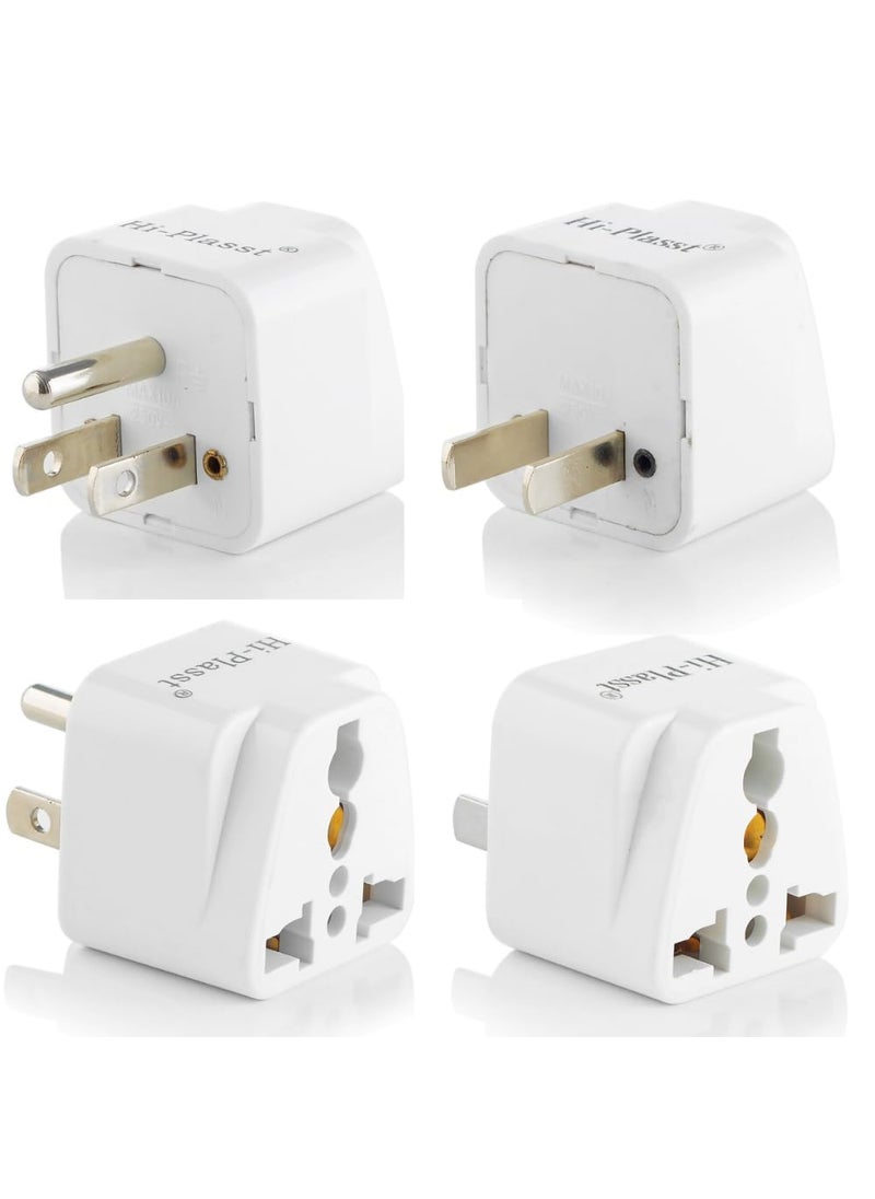 HI PLASST PINS N PLUGS HiPLASST India to USA Converter Plug Pack of 4 TypeA TypeB US Canada Travel Adapter Universal Socket USA Canada Mexico Brazil Philippines Thailand Taiwan Japan PanamaType A B2pcs Each  - Image 1