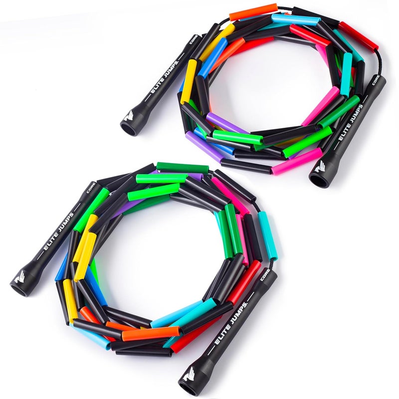 Elite Jumps Double Dutch Jump Rope 14ft 2 Pack Rainbow Redux 2 Beaded Double Dutch Jump Rope for Adults Kids Made with Unbreakable Handles and Shatterproof Beads - Image 2