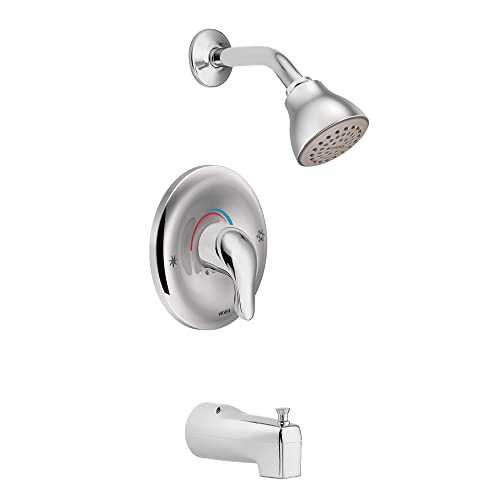 Moen Chateau Chrome Posi-Temp Bathtub Trim Kit with Shower Head, Lever Handle, and Tub Spout, Valve Required, TL183EP - Image 1