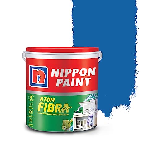 Nippon Paint 1L Atom Fibra 2 In 1 Interior and Exterior Emulsion Paint with Anti-Carbonation Technology Matt Finish Crack Bridging Wide Coverage Washable Paints (Blue Lightning) - Image 1