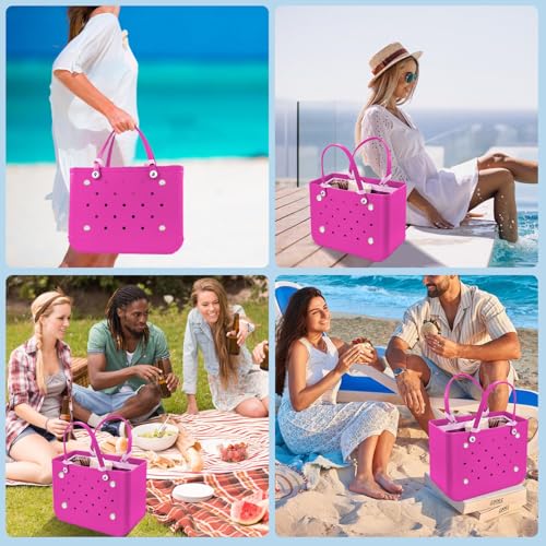 XYFuuee Beach Bag Organizer Inserts for Original Large Bogg Bag Accessories with 8 Removable Metal Fasteners, Lightweight Mesh Insert Divider Pouch, Organizing Rubber Tote, Save Space, Pink XL - Image 5