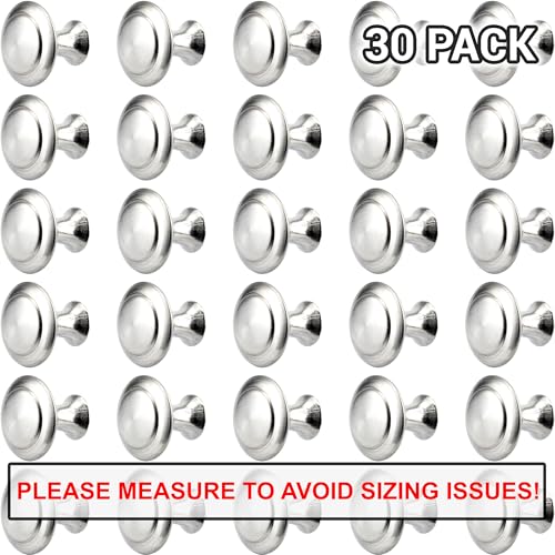 IFAMIO 30 Pack Kitchen Cabinet Knobs Round Cupboard Handles Stainless Steel Kitchen Cabinet Drawer Pulls for Cupboard Door Bedroom Bathroom Wardrobe Dresser Drawer - Image 2