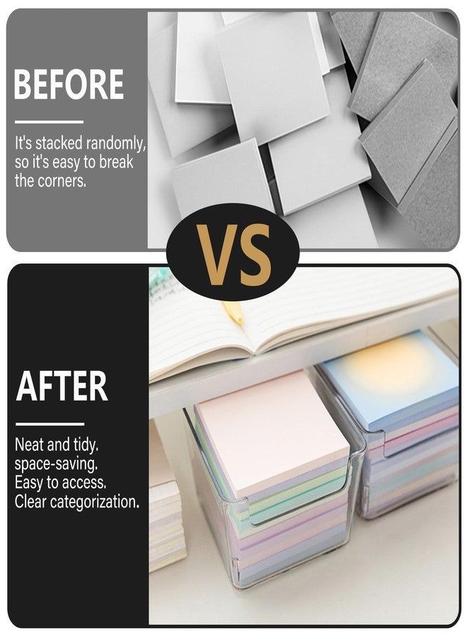 ASTIMESA Clear Acrylic Sticky Note Holder, 3.7 x 3.7 x 2.4 In Notepad Holder, Memo Pad Sticky Note Dispenser Desk Organizer for School Dorm Office Home Supplies (4 pcs) - Image 4