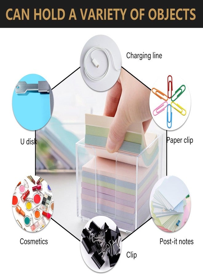ASTIMESA Clear Acrylic Sticky Note Holder, 3.7 x 3.7 x 2.4 In Notepad Holder, Memo Pad Sticky Note Dispenser Desk Organizer for School Dorm Office Home Supplies (4 pcs) - Image 5
