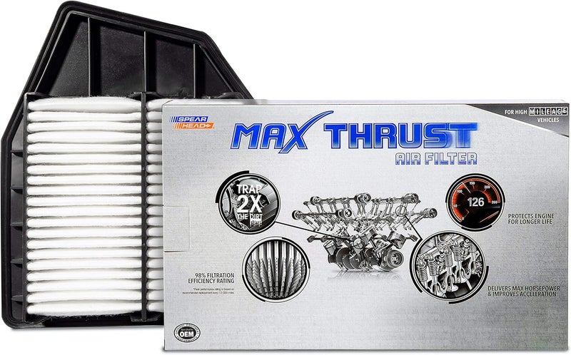 SPEARHEAD MPG Defense Max Thrust Engine Air Filter For All Mileage Vehicles, Fits Like OEM, Restores MPG & Acceleration (MT-467) - Image 1