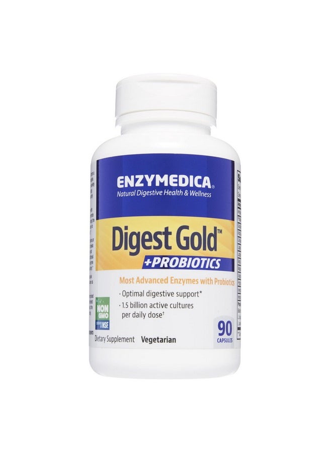 ENZYMEDICA - Digest Gold + Probiotics 2In1 Advanced Formula Supports Healthy Gut With 9 Different Probiotic Strains Improves Digestion 90 Capsules Ffp - Image 1