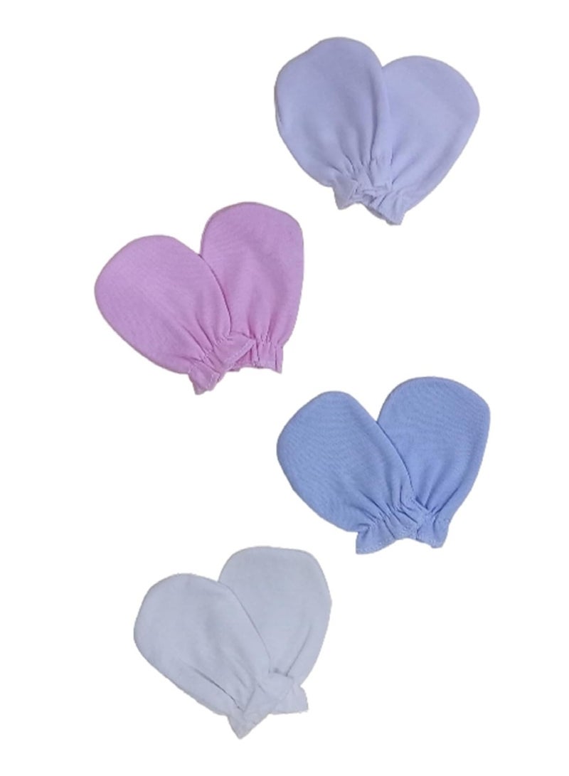 4 Pairs Anti Scratch Baby Gloves Cotton Safe and Gentle on Your Baby's Skin, Baby Gloves for 0-6 Months, Multicolor  - Image 1