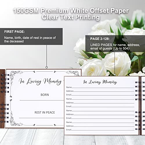 Creawoo Wooden Funeral Guest Book for Memorial Service Celebration of Life Decorations, Hardcover In Loving Memory Guestbook Set with White Pages, Included Share a Memory Cards, Table Sign, Pen (8.5") - Image 2