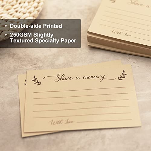 Creawoo Wooden Funeral Guest Book for Memorial Service Celebration of Life Decorations, Hardcover In Loving Memory Guestbook Set with White Pages, Included Share a Memory Cards, Table Sign, Pen (8.5") - Image 3