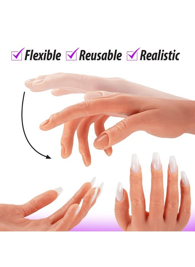 Nail Nobility Professional Silicone Practice Hand for Acrylic Nails by Nail Nobility - Full Poseable Hand for Practicing Nail Art, Acrylic, Gel Techniques by Nail Techs Artists - Flexible, Reusable, Realistic - Image 4