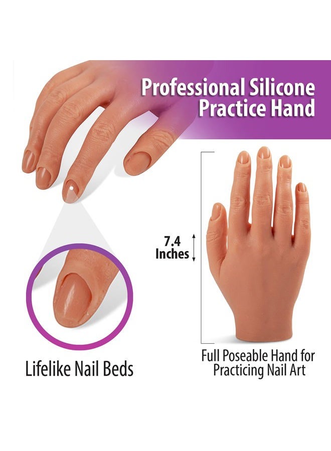 Nail Nobility Professional Silicone Practice Hand for Acrylic Nails by Nail Nobility - Full Poseable Hand for Practicing Nail Art, Acrylic, Gel Techniques by Nail Techs Artists - Flexible, Reusable, Realistic - Image 2