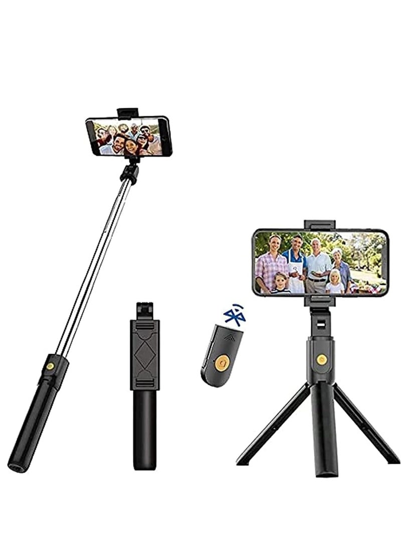 ELTRAZONE Phone Tripod | Selfie Stick Tripod with Remote | 3 in 1 Extendable Tripod for Phone with Remote Holder | Portable, Lightweight, Extendable Phone Tripod for iPhone and Android (Black)  - Image 1