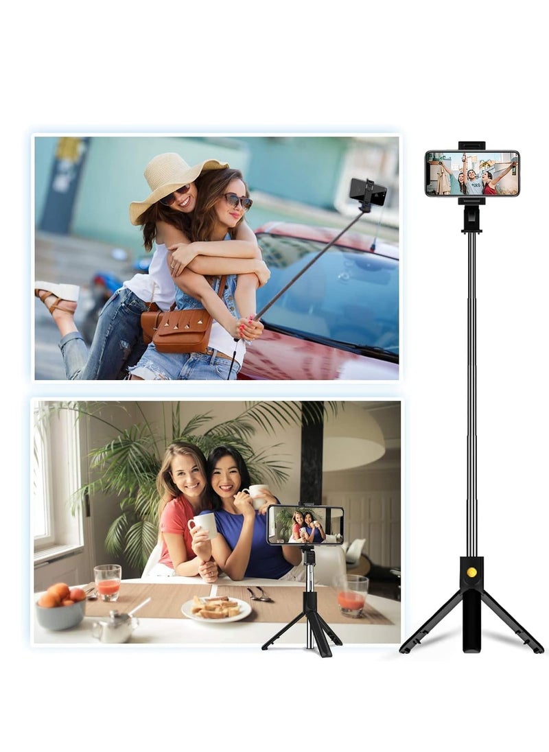ELTRAZONE Phone Tripod | Selfie Stick Tripod with Remote | 3 in 1 Extendable Tripod for Phone with Remote Holder | Portable, Lightweight, Extendable Phone Tripod for iPhone and Android (Black)  - Image 2