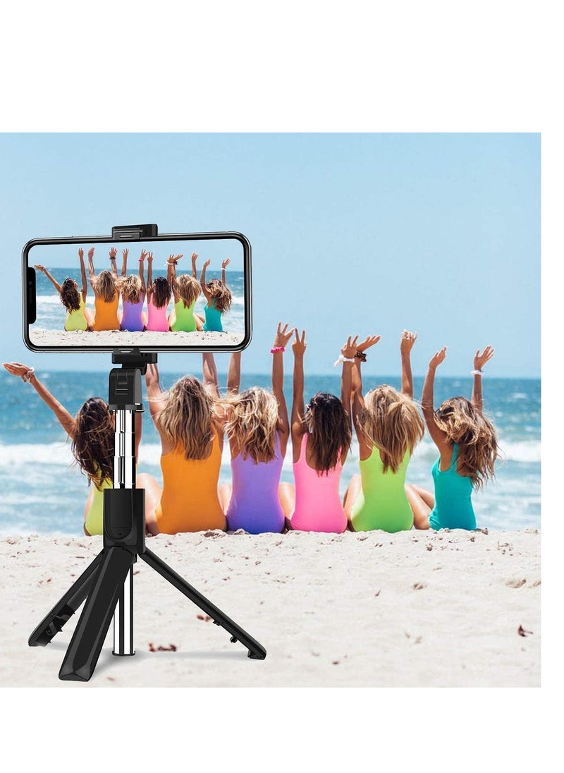 Phone Tripod | Selfie Stick Tripod with Remote | 3 in 1 Extendable Tripod for Phone with Remote Holder | Portable, Lightweight, Extendable Phone Tripod for iPhone and Android (Black)