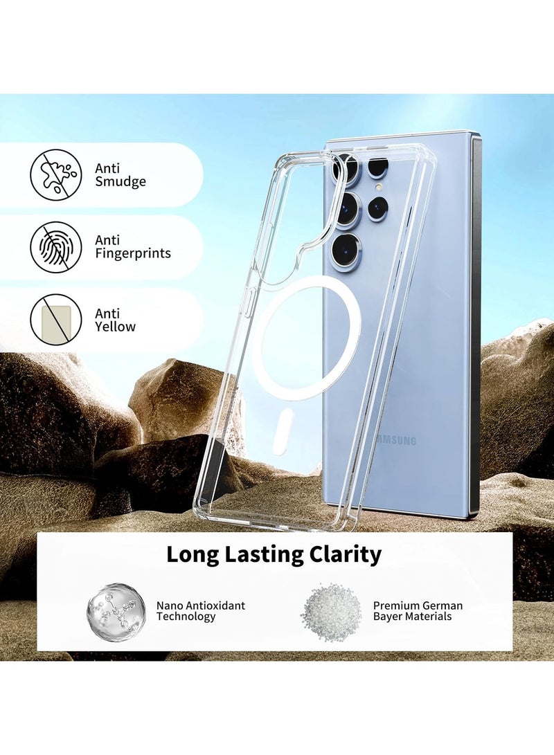 YJS Samsung Galaxy S25 Ultra Magnetic Cover Clear Hard Back Case Shockproof TPU Frame Edge Bumper Slim Transparent Case for Samsung Galaxy S25 Ultra - Image 5