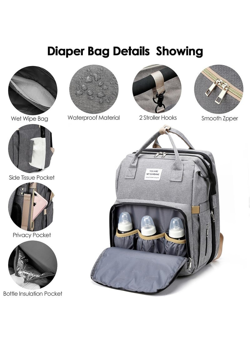 General - Diaper Bag Backpack Waterproof Diaper Changing Totes Multi-Function Travel Portable Bassinet Backpack Mommy Bag Large Capacity Baby Backpack for Boy Girl Baby Shower Gifts Folding Frib (Black) - Image 1