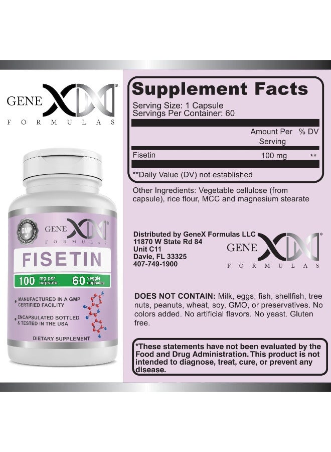 Genex Formulas GENEX Fisetin 100mg/Serving (60 Capsules) | Antioxidant That Supports Healthy Aging and Brain Wellness - Non-GMO, Gluten Free, Vegetarian - 2 Month Supply - Image 3