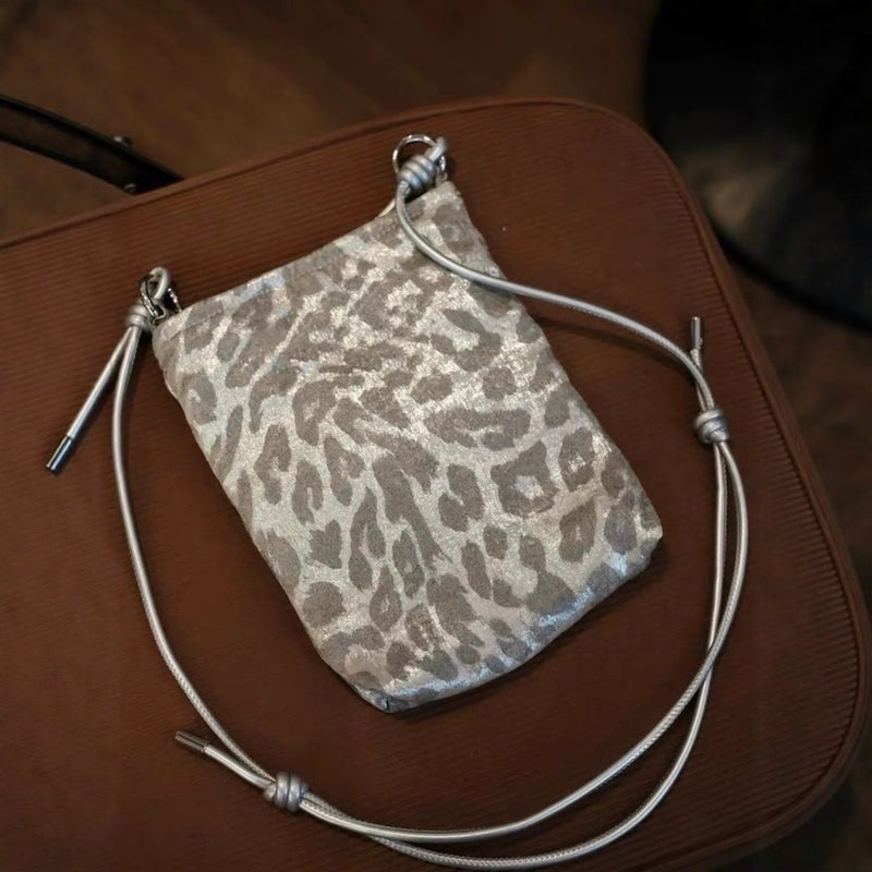 2025 Summer Silver Leopard Adjustable Bucket Bag - Image 1
