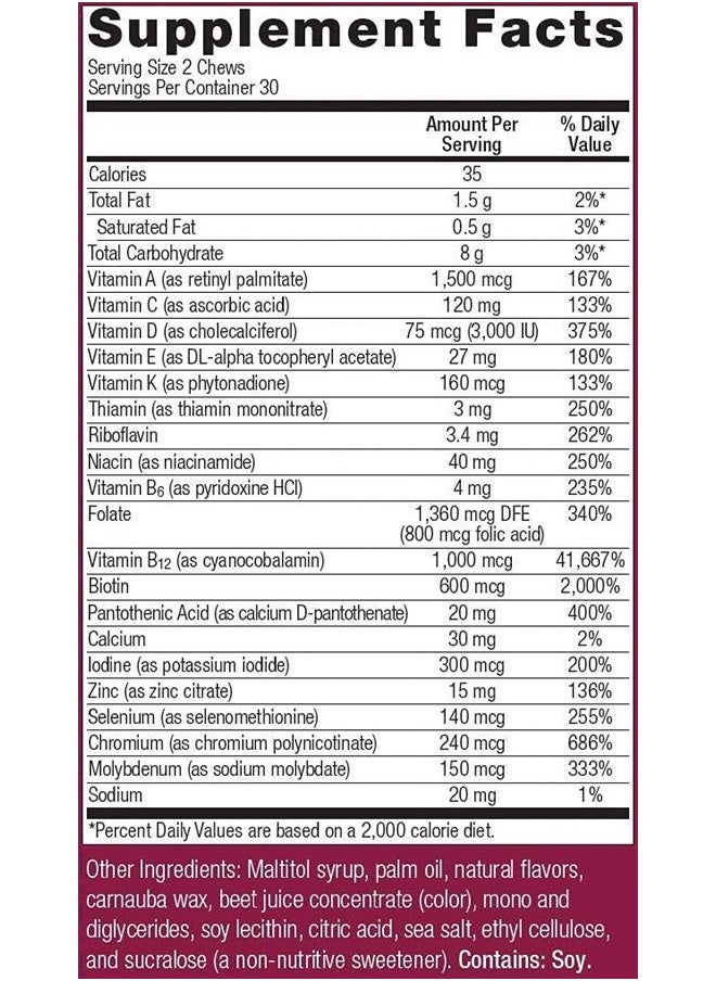 Bariatric Advantage - Multi Chewy Bite, Soft Chew Multivitamin for Bariatric Surgery Patients Including Gastric Bypass and Bariatric Sleeve - Strawberry Watermelon Flavor, 60 Count - Image 1
