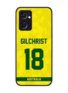 Rugged Black Edge Case for Oppo Reno7 5G , Slim fit Soft Case Flexible Rubber Edges Thin Cover - Player Name - Adam Gilchrist, Jersey Number- 18