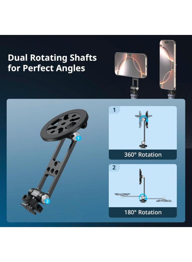 SMALLRIG Magnetic Metal Phone Mount with Cold Shoe Mount, Adjustable Rotatable Phone Tripod Holder Adapter for iPhone 17/16/15, Camera Monitoring, Tripods, Stabilizers - 5156 - Image 4