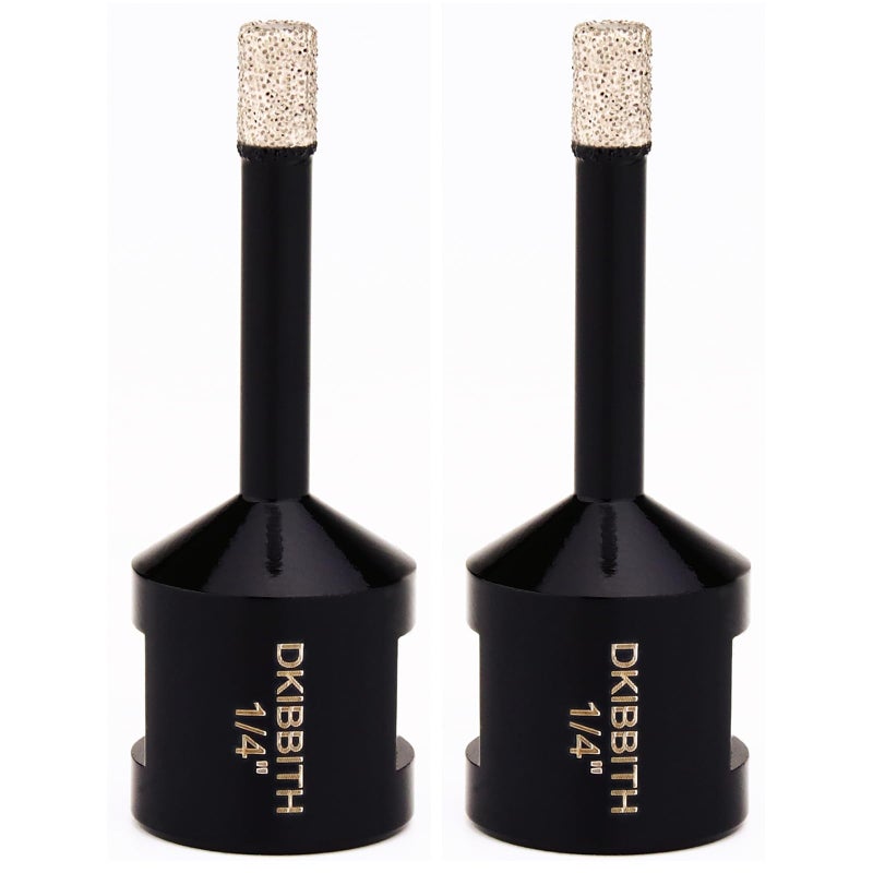 DKIBBITH 1/4 Inch Dry Diamond Core Drill Bits Set 2 pcs for Ceramic Porcelain Granite Marble Tiles Stone Glass Brick Hard Materials, 5/8-11 Thread for Angle Grinders Wet Polishers, Tile Hole Saws 6mm - Image 1