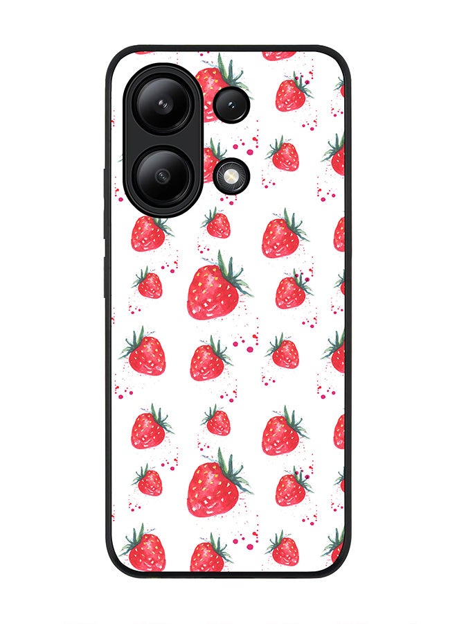 Stylizedd Rugged Black edge case for Xiaomi Redmi Note 13 4G, Slim fit Soft Case Flexible TPU Gel Thin Cover -  Dripping Strawberries - Image 1