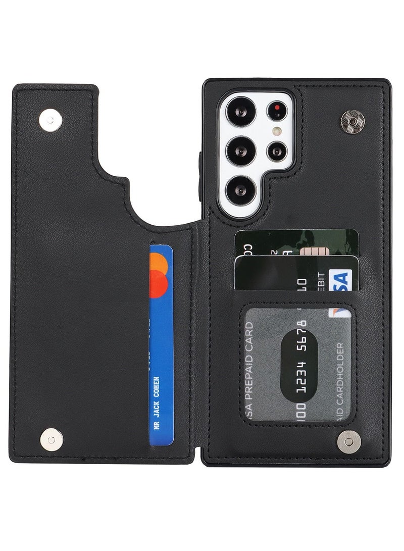 Suteni Magnetic Back Cover Card Slots Leather Phone Case for Samsung - Image 3