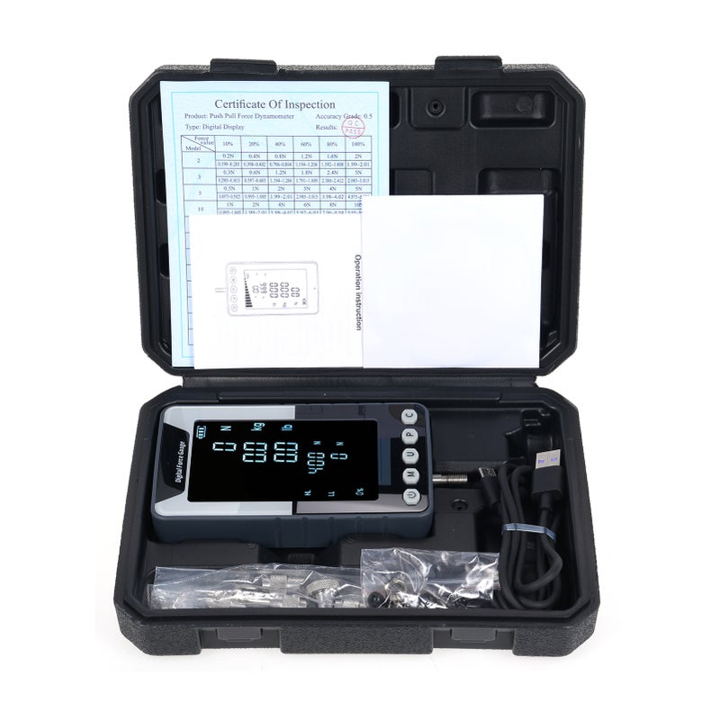 Digital Force Gauge 50N.m Push Pull Gauge Portable Force Meter Dynamometer with 3 Units N/LB/Kg Auto Backlit LCD Auto Power-Off for Compression Tensile Destructive Test - Image 1