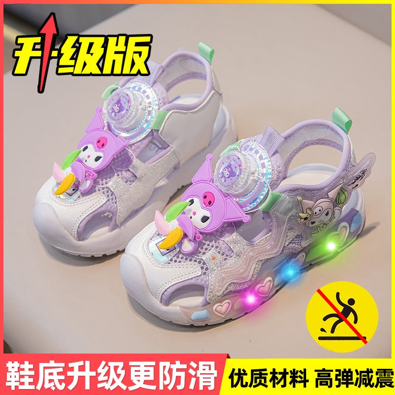 Kuromi Girls Sandals Glowing Children'S Summer Girls Beach Sandals Baotou Princess Shoes Non-Slip - Image 1