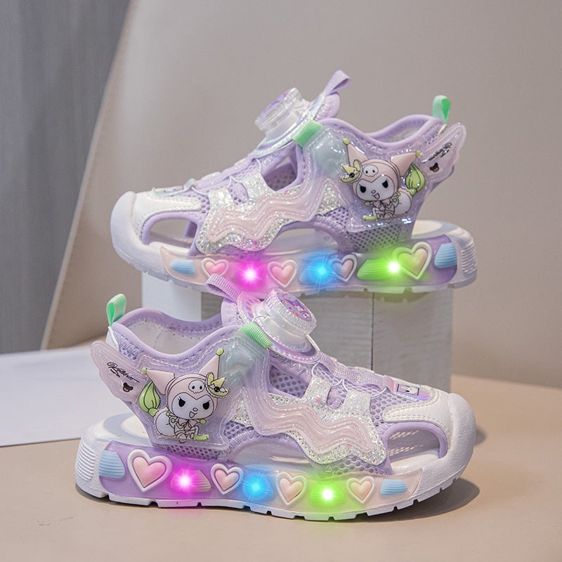 Kuromi Girls Sandals Glowing Children'S Summer Girls Beach Sandals Baotou Princess Shoes Non-Slip - Image 3