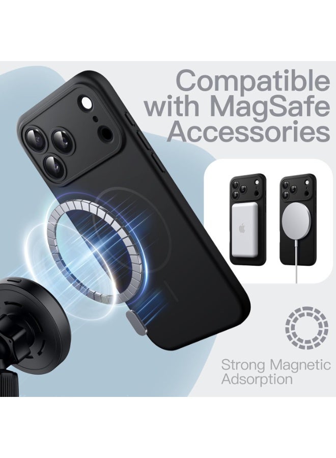 Magnetic Silicone Case for iPhone 17 Pro Max 6.9-Inch, MagSafe Compatible, Shock Absorbing, Camera Protection, Black - Image 2