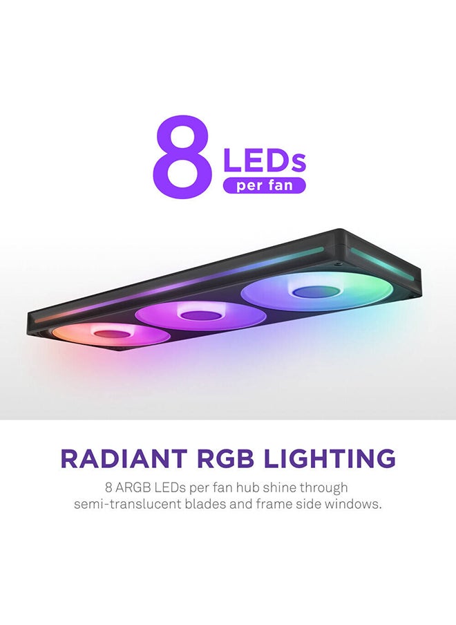 F420 RGB Core 140mm Dual-Rotor RGB Case Fan, High-Performance PWM Cooling with Fluid Dynamic Bearing, 8-Pin Connector, and Addressable RGB Lighting, Black | RF-U42HF-B1