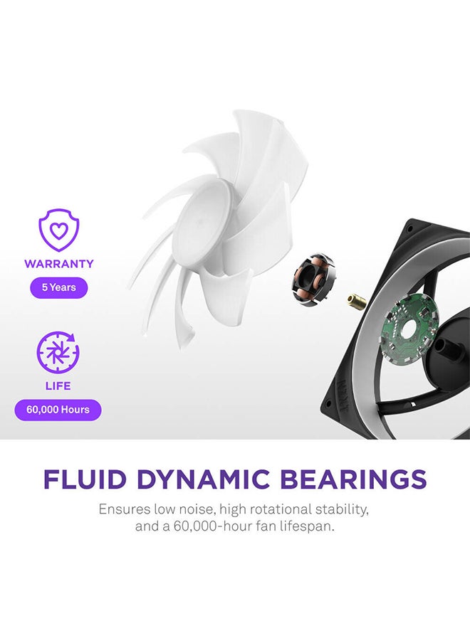 F420 RGB Core 140mm Dual-Rotor RGB Case Fan, High-Performance PWM Cooling with Fluid Dynamic Bearing, 8-Pin Connector, and Addressable RGB Lighting, Black | RF-U42HF-B1