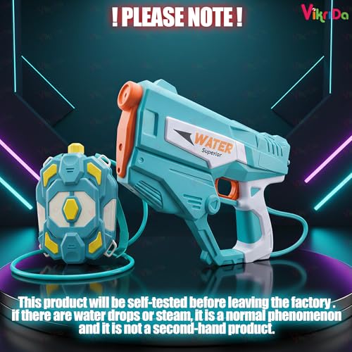 VikriDA Backpack Electric Water Gun with Free Extra Rechargeable Battery | 1350CC Capacity Water Blaster up to 40 ft Range | Outdoor Summer Water Play Toy – Blue - Image 2