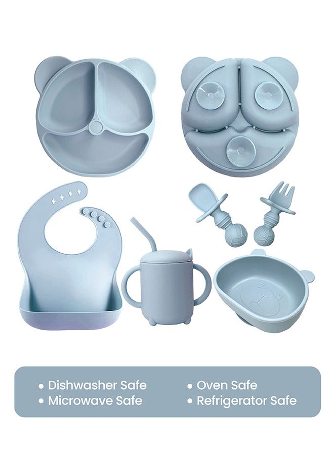 10 Piece Baby Led Weaning Supplies Silicone Feeding Set Baby Toddler Bib Cup Divided Plate and Bowl Self Feeding Spoons Dish Set Baby Utensils |Toddler Feeding Supplies - Image 3