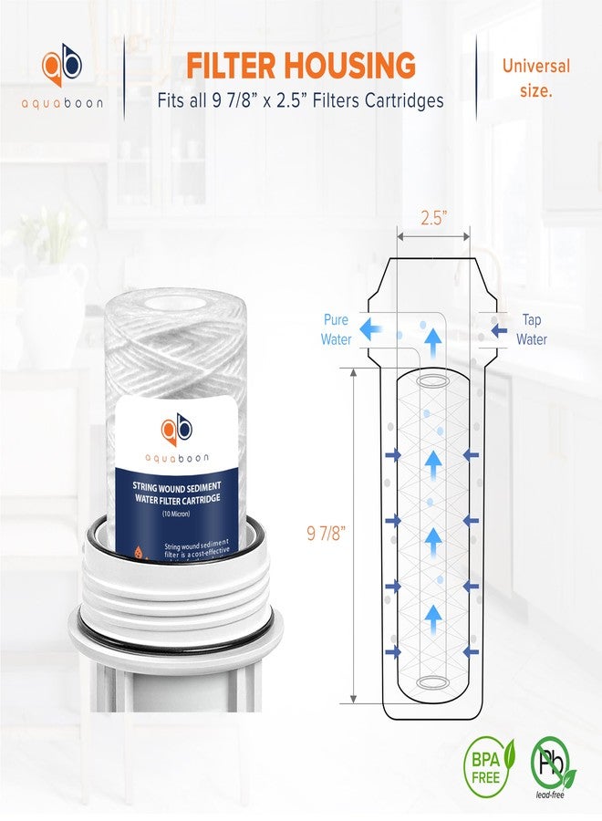 أكوابون خرطوشة فلتر مياه Aquaboon String Wound - فلتر مياه للمنزل بالكامل 10 ميكرون 10 × 2.5 بديل لفلتر البئر مطابق لـ WHKF-WHSW، P5، عبوة من 6 قطع - Image 2